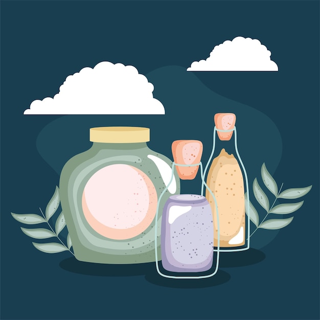 Premium Vector | Spa bottle and oils treatment icons