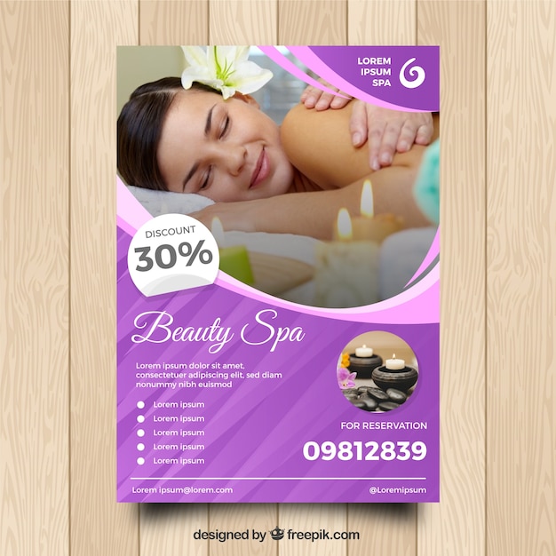 Spa center flyer with different treatments to relaxing | Free Vector