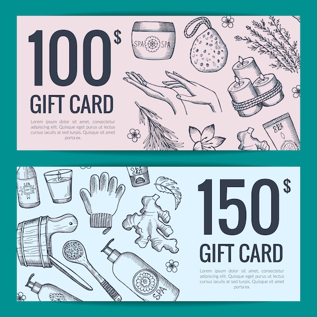 Spa discount card set Premium Vector