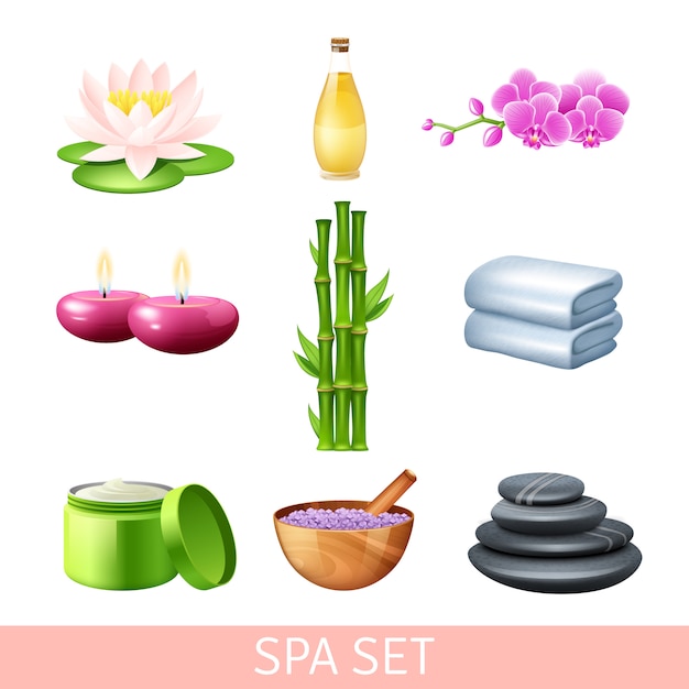 Spa health care and wellness therapy set