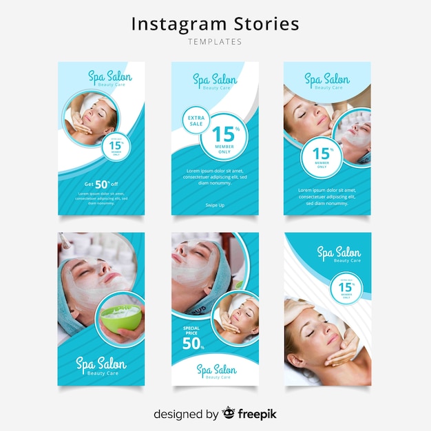 Spa instagram stories template set Free Vector