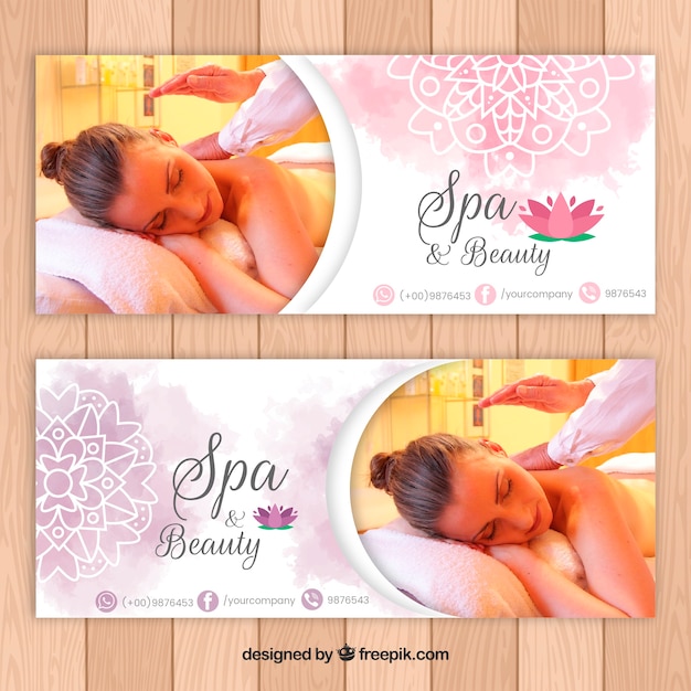Spa salon banners with a photo
