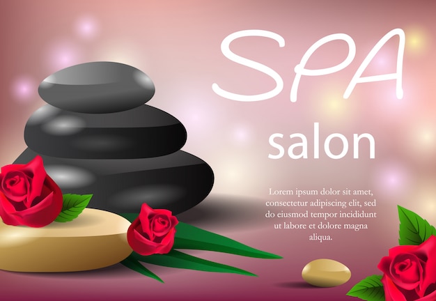 Spa salon lettering with blurred lights on\
background.