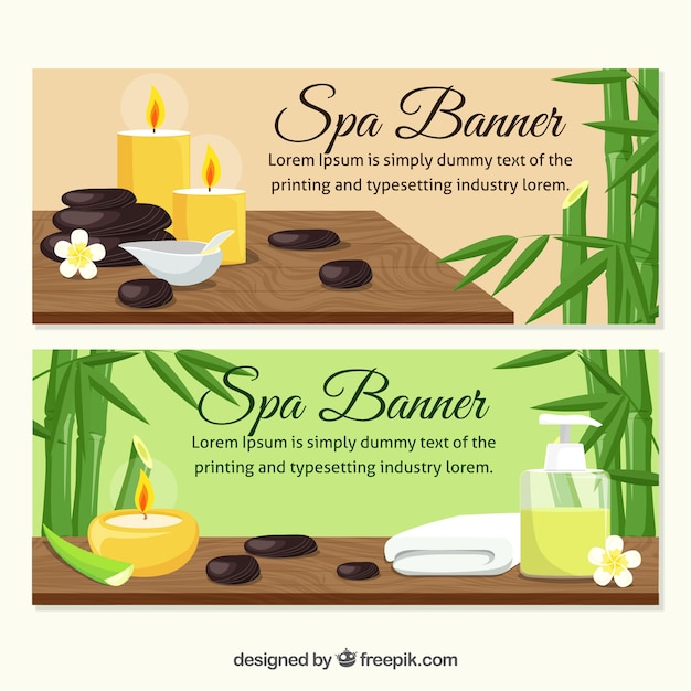 Spa therapy banners in flat design