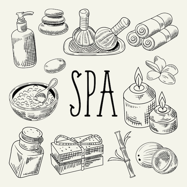 Premium Vector Spa Wellness Beauty Hand Drawn 8919