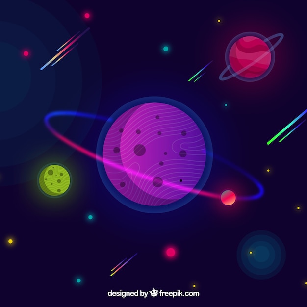 Download Space background with planets in flat design Vector | Free ...