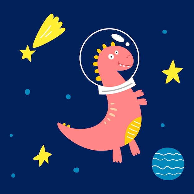 Premium Vector | Space dinosaur, vector illustration for children s ...