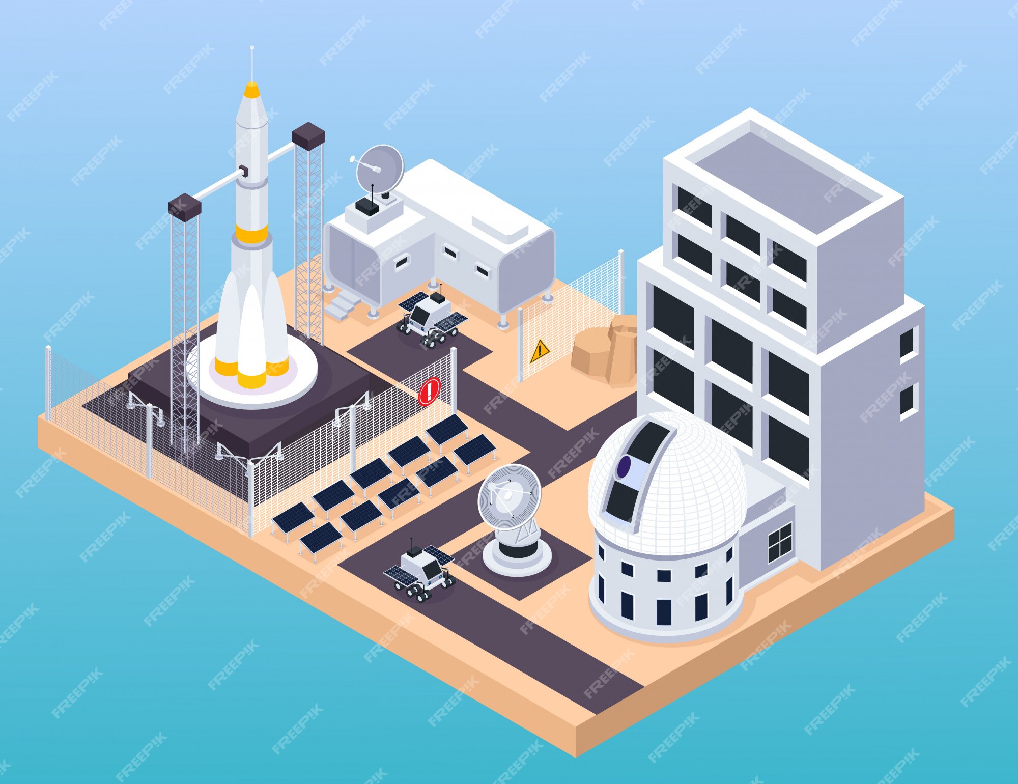 Free Vector | Space exploration isometric composition with view of ...