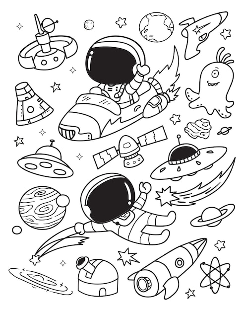 Premium Vector | Space galazy elements doodle set