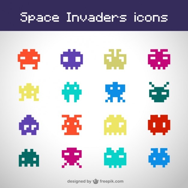 Space invaders icons Vector | Free Download