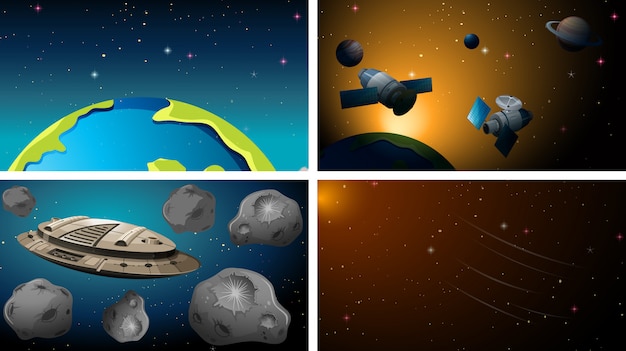 Space scene set Free Vector