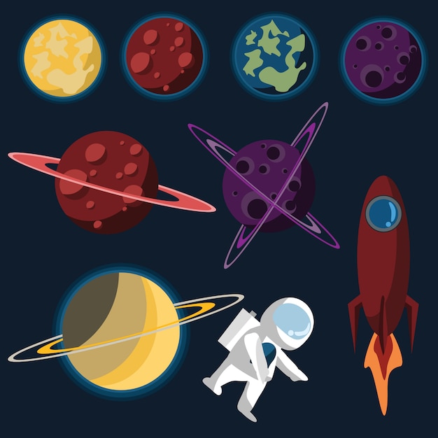 Space set vector illustration Vector | Premium Download