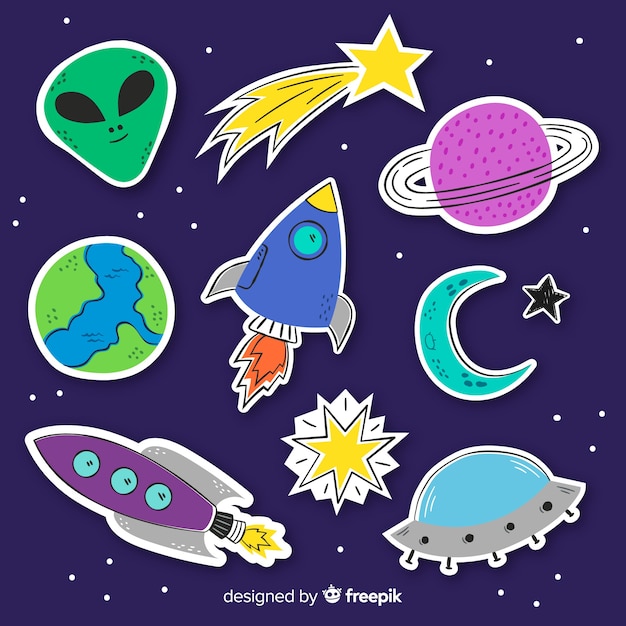 Free Vector | Space sticker collection in flat design