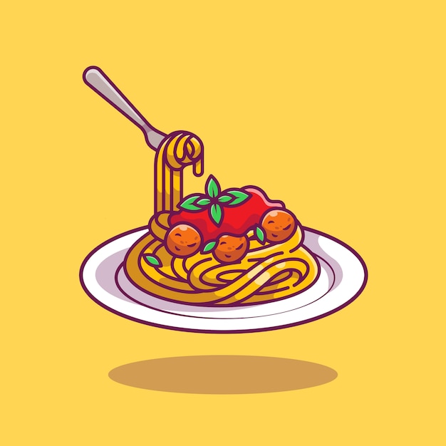 Premium Vector Spaghetti cartoon illustration.