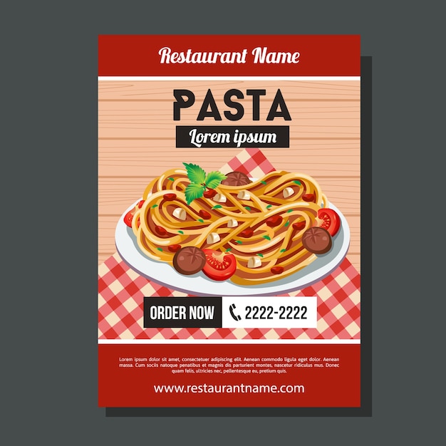 Premium Vector | Spaghetti pasta poster template