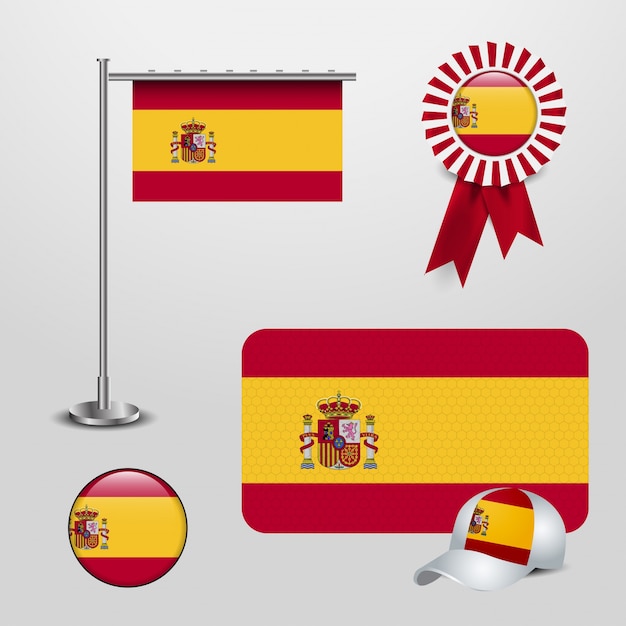 Premium Vector Spain Flag Set Vector