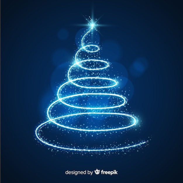 Designer Sparkling Trail Christmas Tree Graphic - Free Vector 