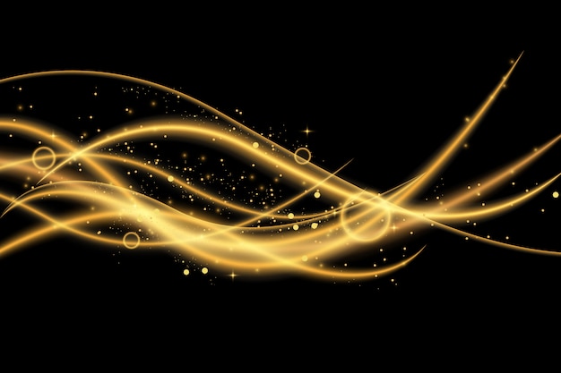Premium Vector | Sparkling, golden, magical waves with pieces of gold.