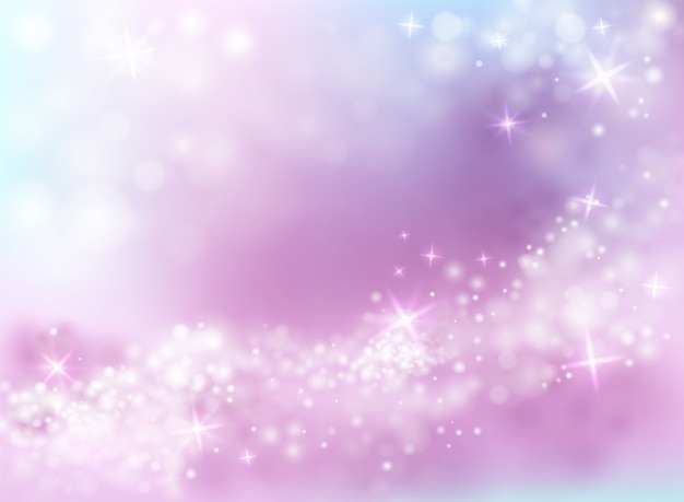 輝く光輝く星空の紫色と青色の背景の図 無料のベクター