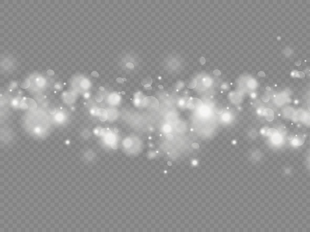 Sparkling magic dust particles bokeh isolated on transparent background