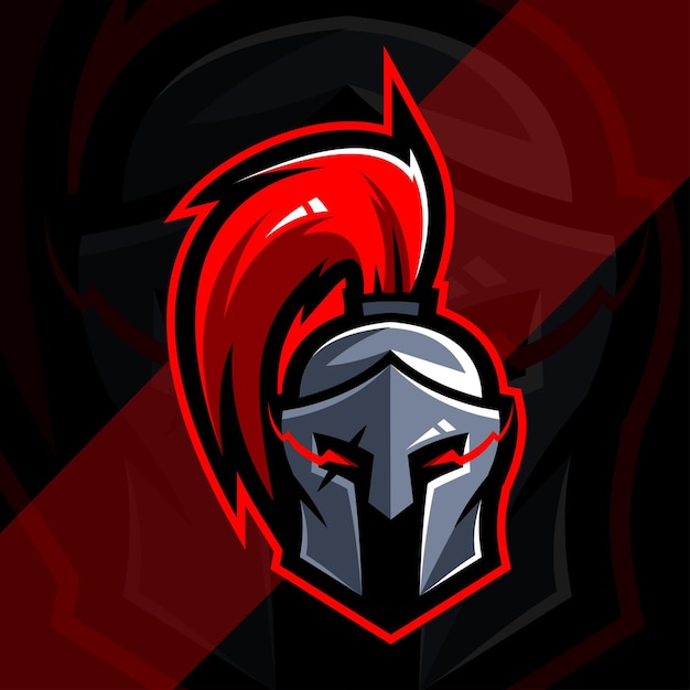 Premium Vector | Spartan knight mascot logo esports design