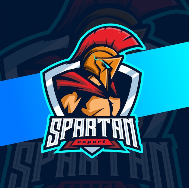 Spartan mascot esport logo design | Premium Vector