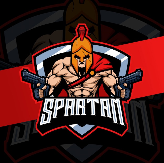 Premium Vector Spartan With Gun Mascot Esport Logo Design