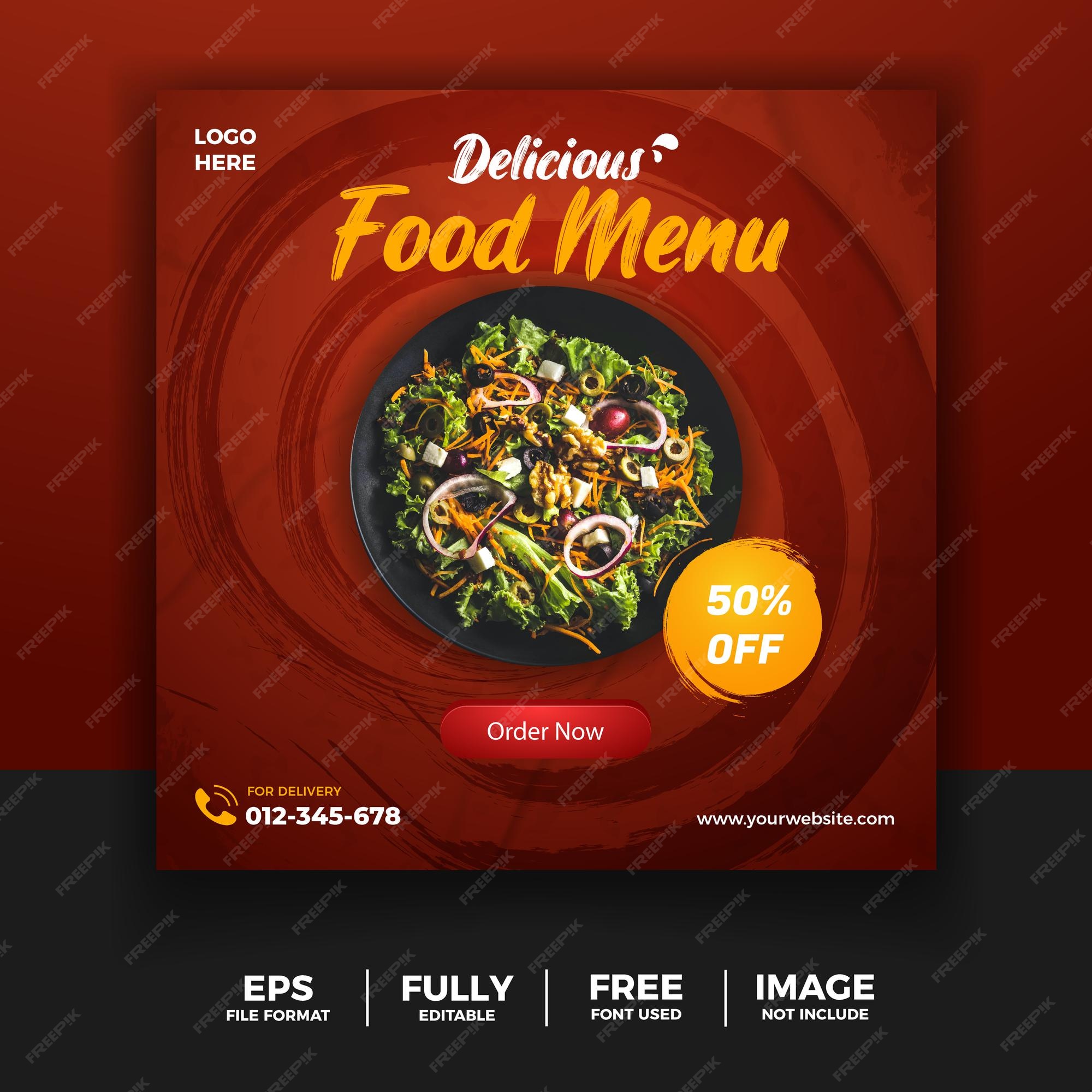 Premium Vector | Special food menu social media template