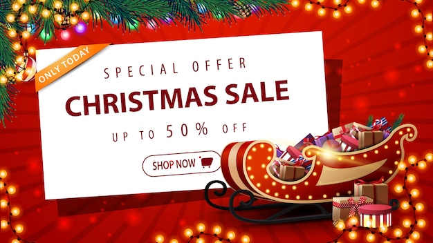 Premium Vector | Special Offer, Christmas Sale, Beautiful Red Discount ...