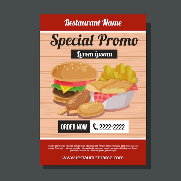 Premium Vector Special Promo Burger Chips Flyer Template Junk Food