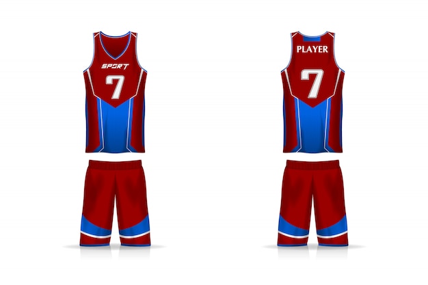 仕様バスケットジャージーテンプレート スポーツtシャツvネックユニフォーム イラストデザイン プレミアムベクター