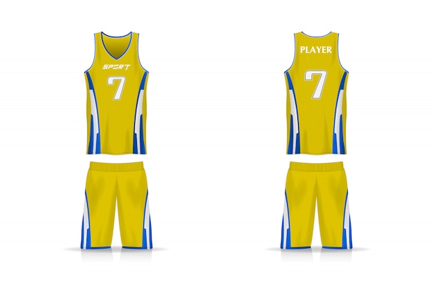 仕様バスケットジャージーテンプレート スポーツtシャツvネックユニフォーム イラストデザイン プレミアムベクター