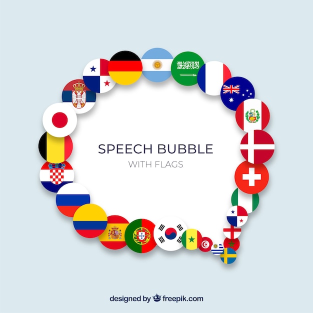 Speech bubble composition with flags Free Vector