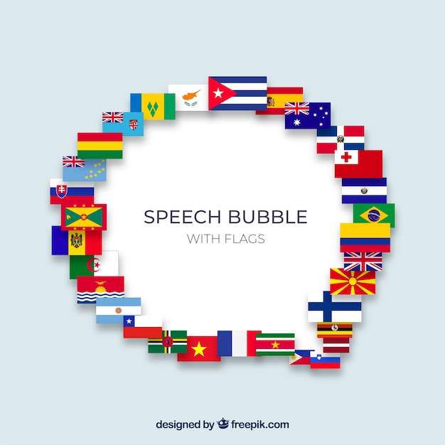 Speech Bubble Composition With Flags Free Vector