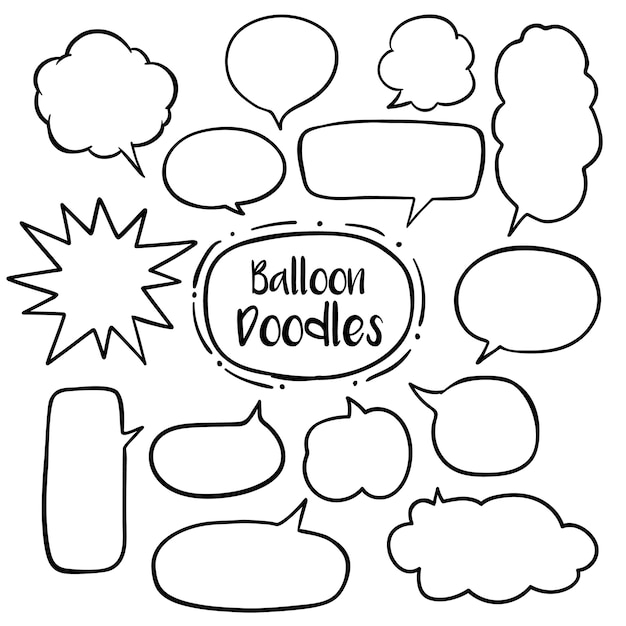 Premium Vector | Speech bubble with hand drawn doodles set