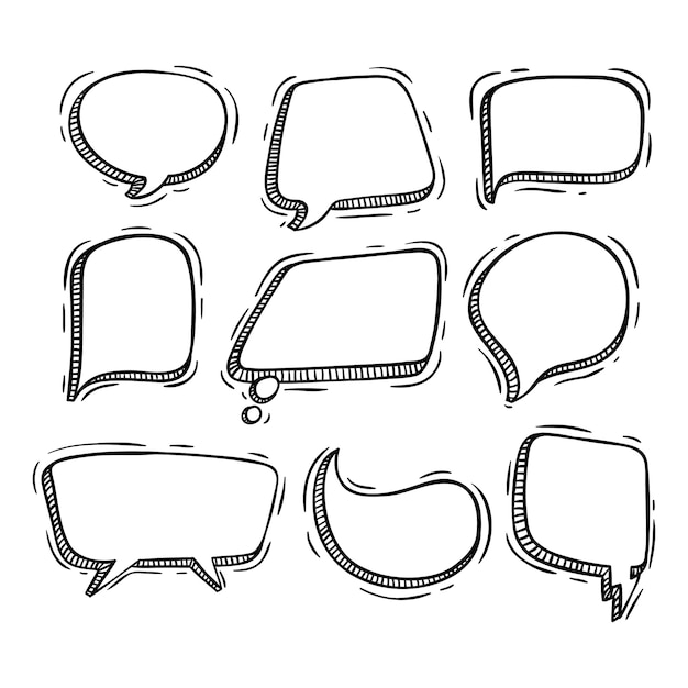 Premium Vector | Speech Bubbles Collection With Doodle Style