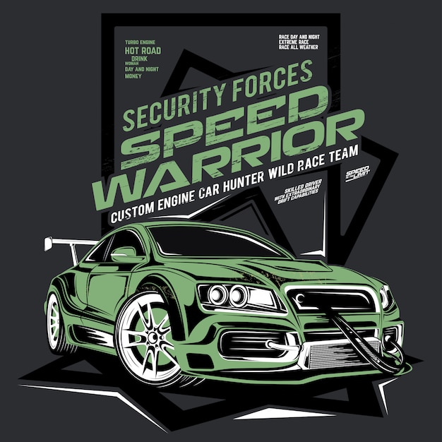 Speed warrior, security force car, illustration of a drift sports car Premium Vector