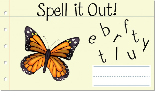 Download Free Vector | Spell english word butterfly