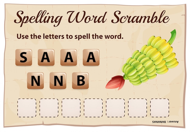 Spelling Word Scramble Template For Word Bananas Free Vector