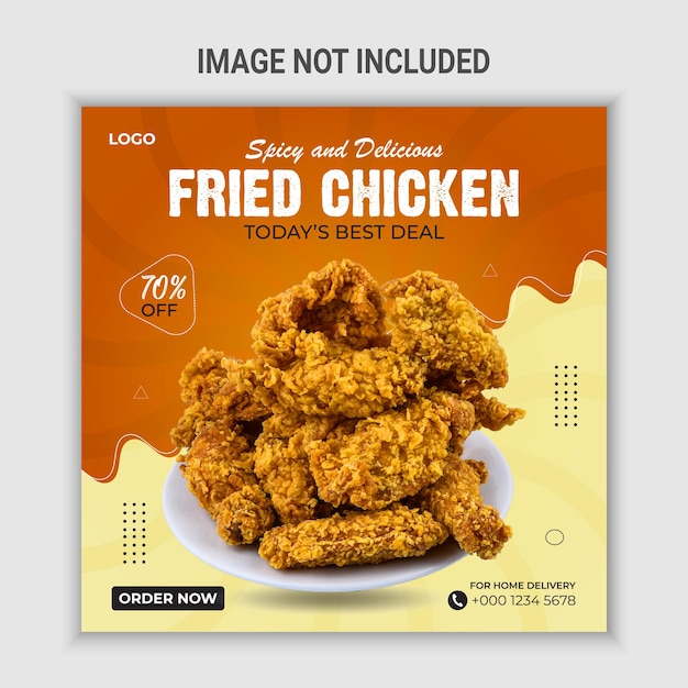 Premium Vector | Spicy and delicious fried chicken social media post