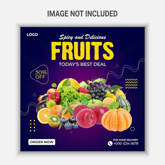 Premium Vector | Spicy and delicious fruits social media banner design