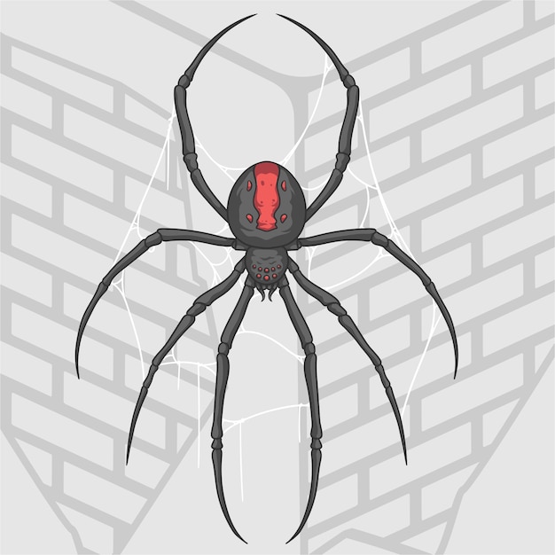 プレミアムベクター 壁の家のクモのイラスト
