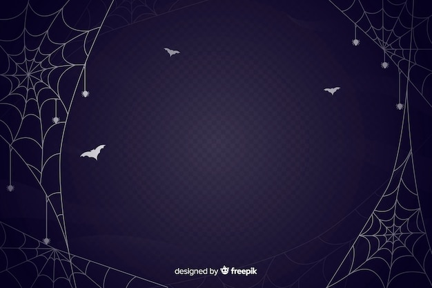 Spider web halloween background flat design Free Vector