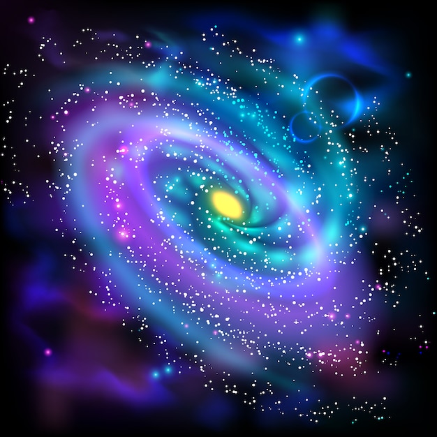 Free Vector | Spiral galaxy black background icon