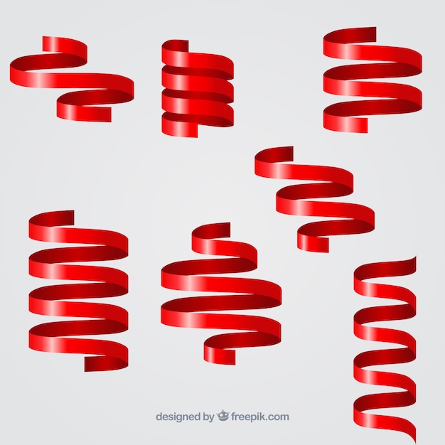 Spiral ribbons collection Vector Free Download