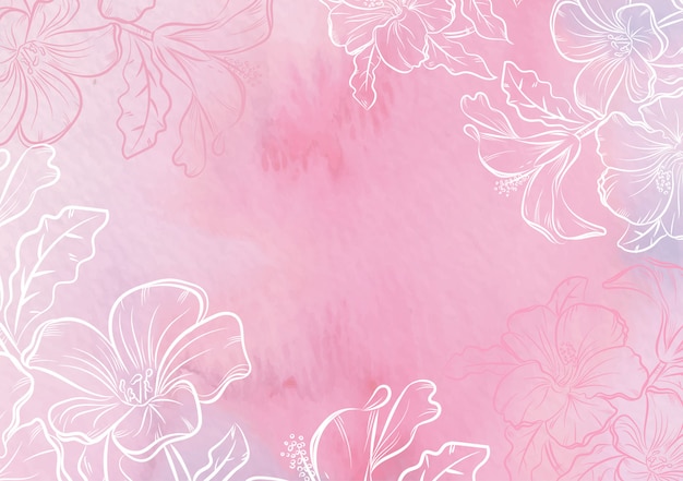  Splash and hand drawn flowers watercolor background