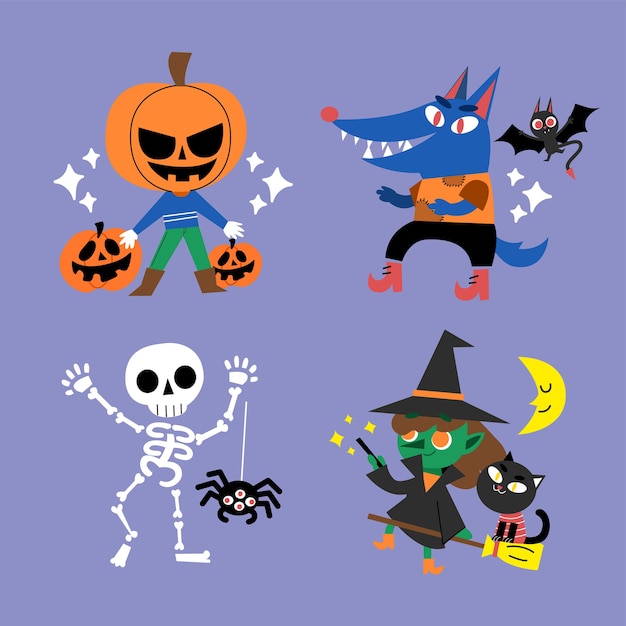 Premium Vector Spooky but cute halloween character doodle illustration