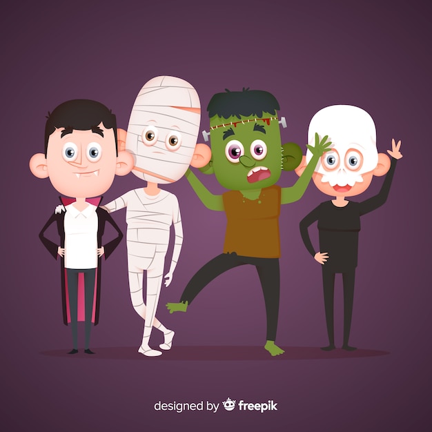 Free Vector | Spooky flat halloween character collection