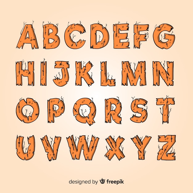 Download Spooky halloween alphabet set | Free Vector