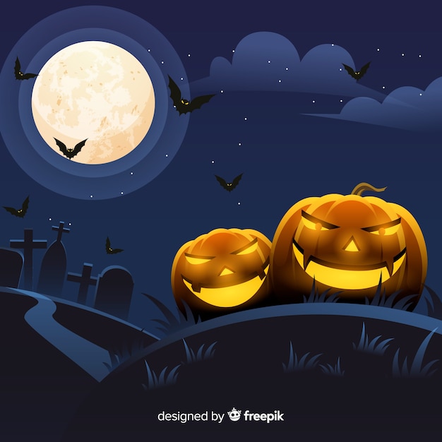 Free Vector | Spooky halloween background with realistic design